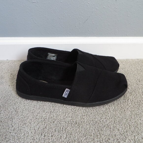 Bobs From Skechers Womens Flat Shoes Size 9 Memory Foam Wool Slip-On Black 34145 - Picture 2 of 10